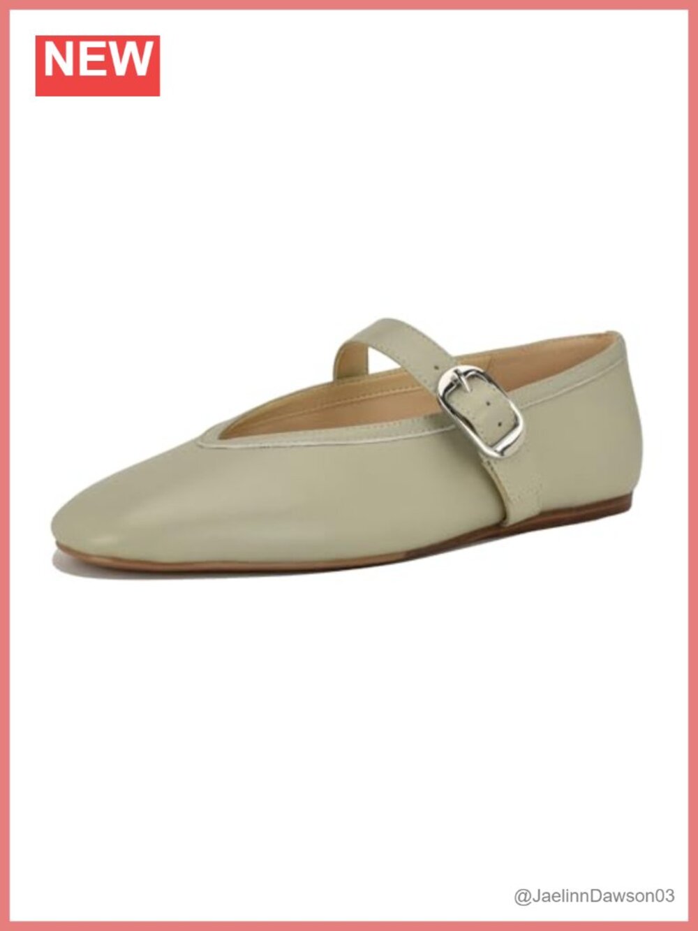 Nine West Women's Vancee Leather Square Toe Buckle Strap Flats